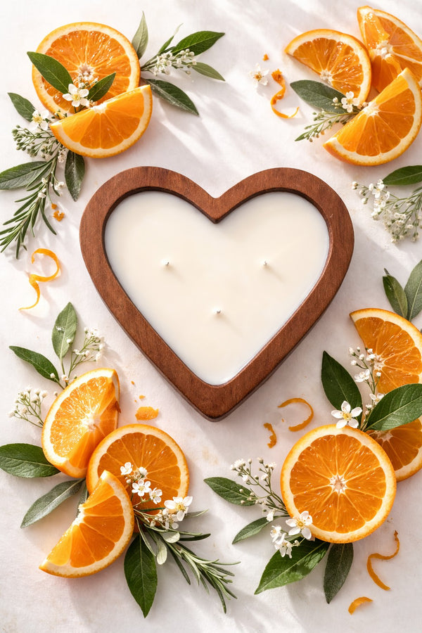 ORANGE SLICES WOODEN CANDLE