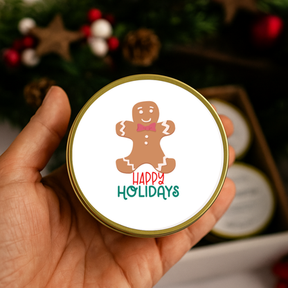 HAPPY HOLIDAYS GINGERBREAD THEMED CANDLE